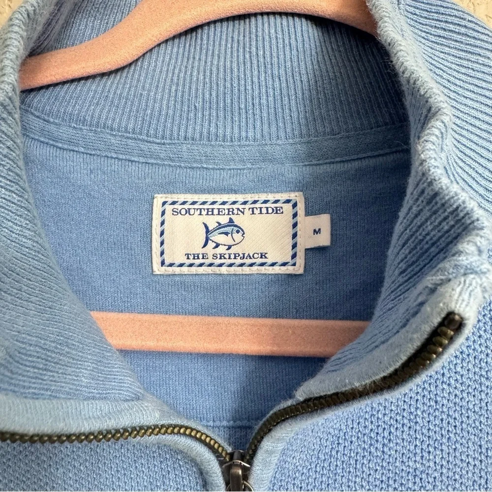 Southern Tide Quarter Zip Sweater Blue Cotton Skipjack Men’s Medium